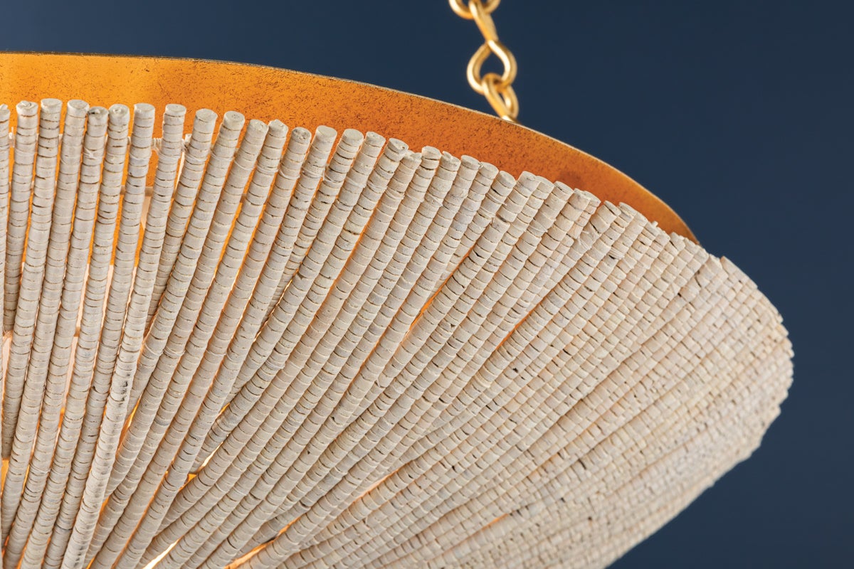 Hudson Valley Lighting Summerside Pendant 1704-VGL Vintage Gold Leaf Coco Shell Design