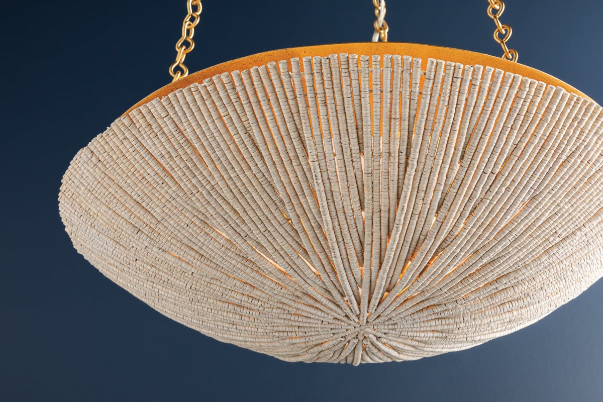 Hudson Valley Lighting Summerside Pendant 1704-VGL Vintage Gold Leaf Coco Shell Design