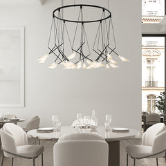 32-Inch SONNEMAN SLS1169 Single Ring Chandelier with 18-Inch Calla Luminaires and Adjustable Height