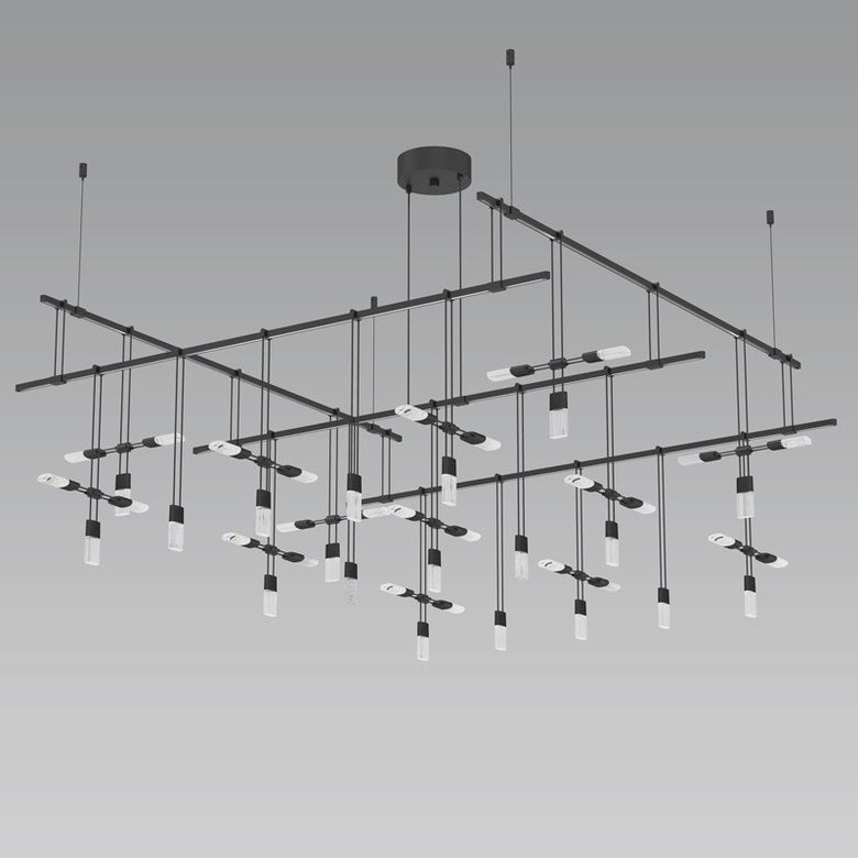 Suspenders 48-Inch 2-Tier Grid with Crystal Chiclet Luminaire Combo by SONNEMAN S1H48K-SC060612-SC01