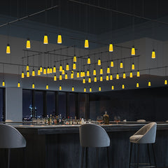 Suspenders Expanded Grid with Amber Tapered Bell Luminaires by SONNEMAN SLS0166