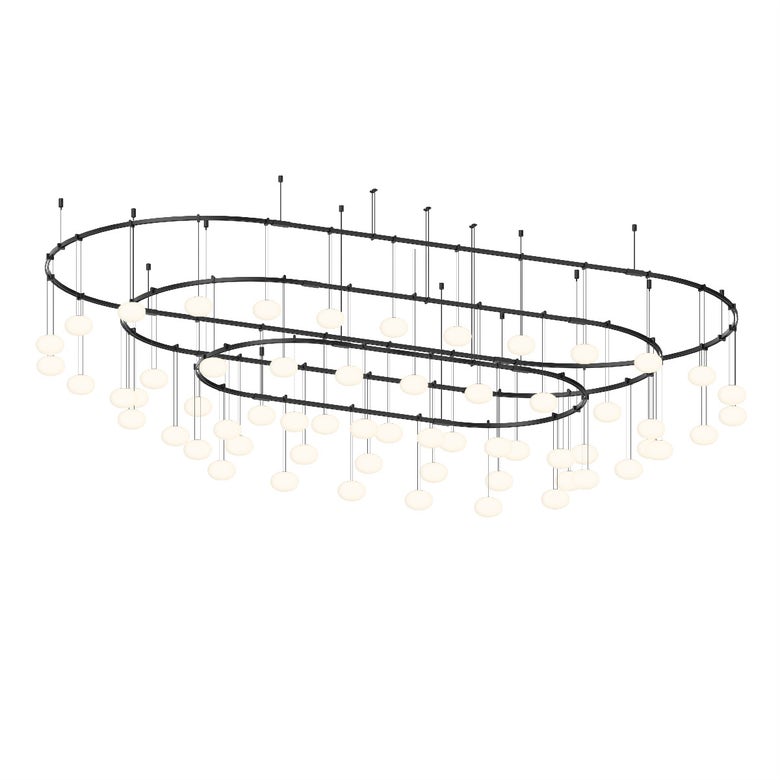 Suspenders Path 3-Bar Racetrack with Height Adjustable Etched Globe Luminaires by SONNEMAN SLS4238