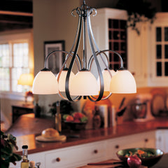 Sweeping Taper 5 Arm Chandelier by Hubbardton Forge, Handcrafted Steel, Dimmable, UL Damp Rated