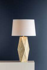 Syracuse Table Lamp by Hudson Valley Lighting, Aged Brass with Bone Inlay Design, 29.5"H