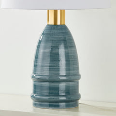 Tenley Table Lamp by Mitzi - Artisan Hand-Painted Blue Glaze, Aged Brass Finish, Dimmable E26 Light