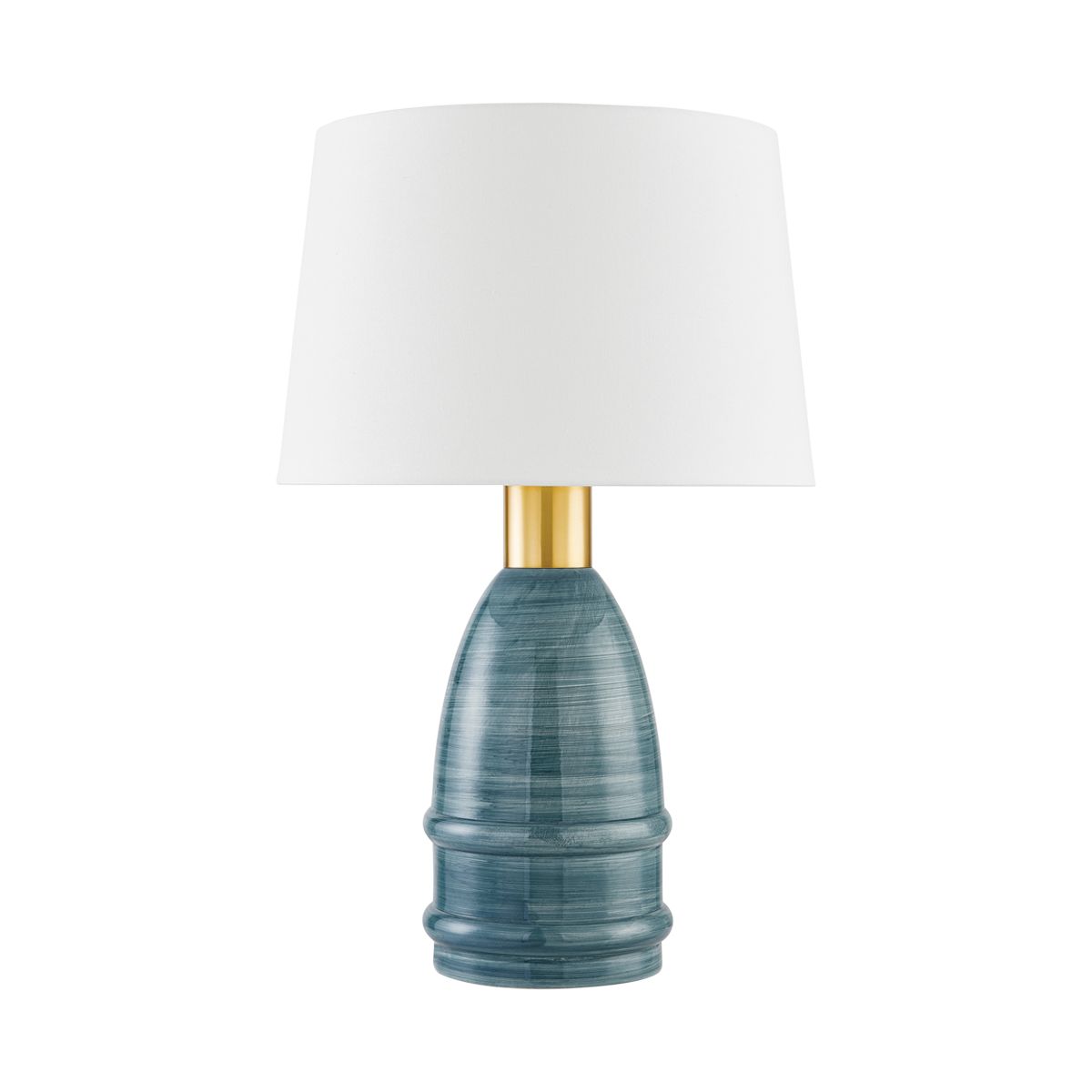 Tenley Table Lamp by Mitzi - Artisan Hand-Painted Blue Glaze, Aged Brass Finish, Dimmable E26 Light