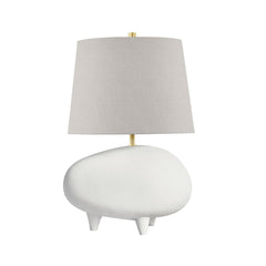 Tiptoe Table Lamp 29.5" Height Aged Brass & Ceramic Gloss Mink Dimmable With Linen Shade