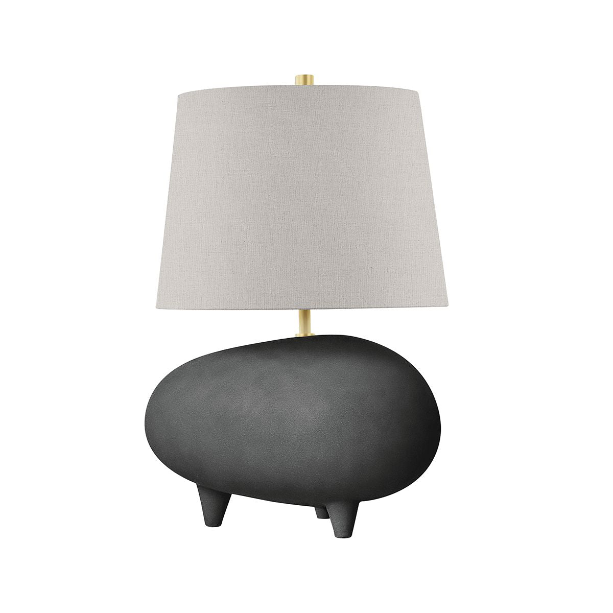 Tiptoe Table Lamp 29.5" Height Aged Brass & Ceramic Gloss Mink Dimmable With Linen Shade