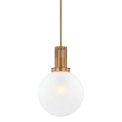 Tobias Large Pendant Light by Troy Lighting, 19.5" H, Dimmable, Opal Matte Shade, Patina Brass Finish