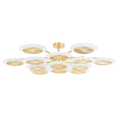 Topaz Large Semi-Flush Ceiling Light 56.75 Inch, Dimmable, Polished Nickel & Vintage Brass Finish