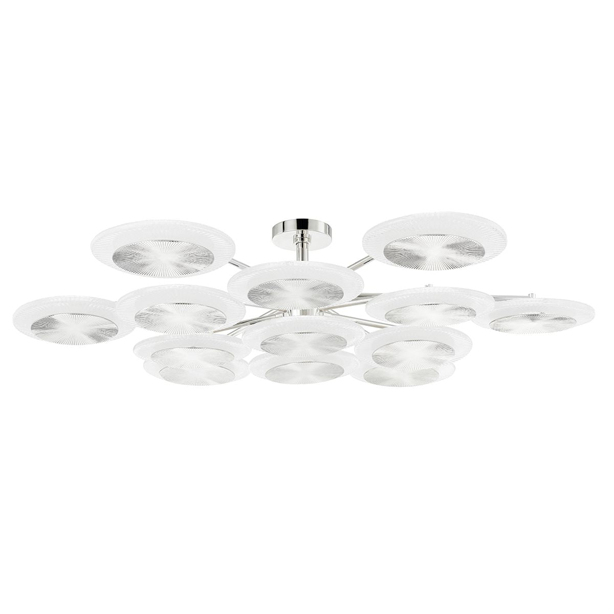 Topaz Large Semi-Flush Ceiling Light 56.75 Inch, Dimmable, Polished Nickel & Vintage Brass Finish