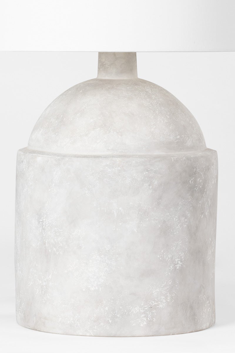 Torrance Table Lamp by Troy Lighting - Weathered Grey Ceramic Base, Dimmable, Elegant Off-White Shade