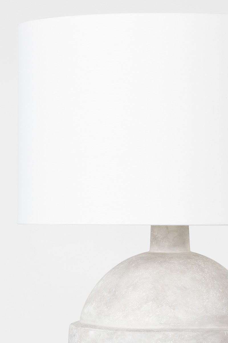 Torrance Table Lamp by Troy Lighting - Weathered Grey Ceramic Base, Dimmable, Elegant Off-White Shade