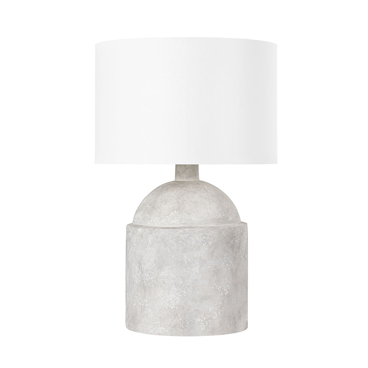 Torrance Table Lamp by Troy Lighting - Weathered Grey Ceramic Base, Dimmable, Elegant Off-White Shade