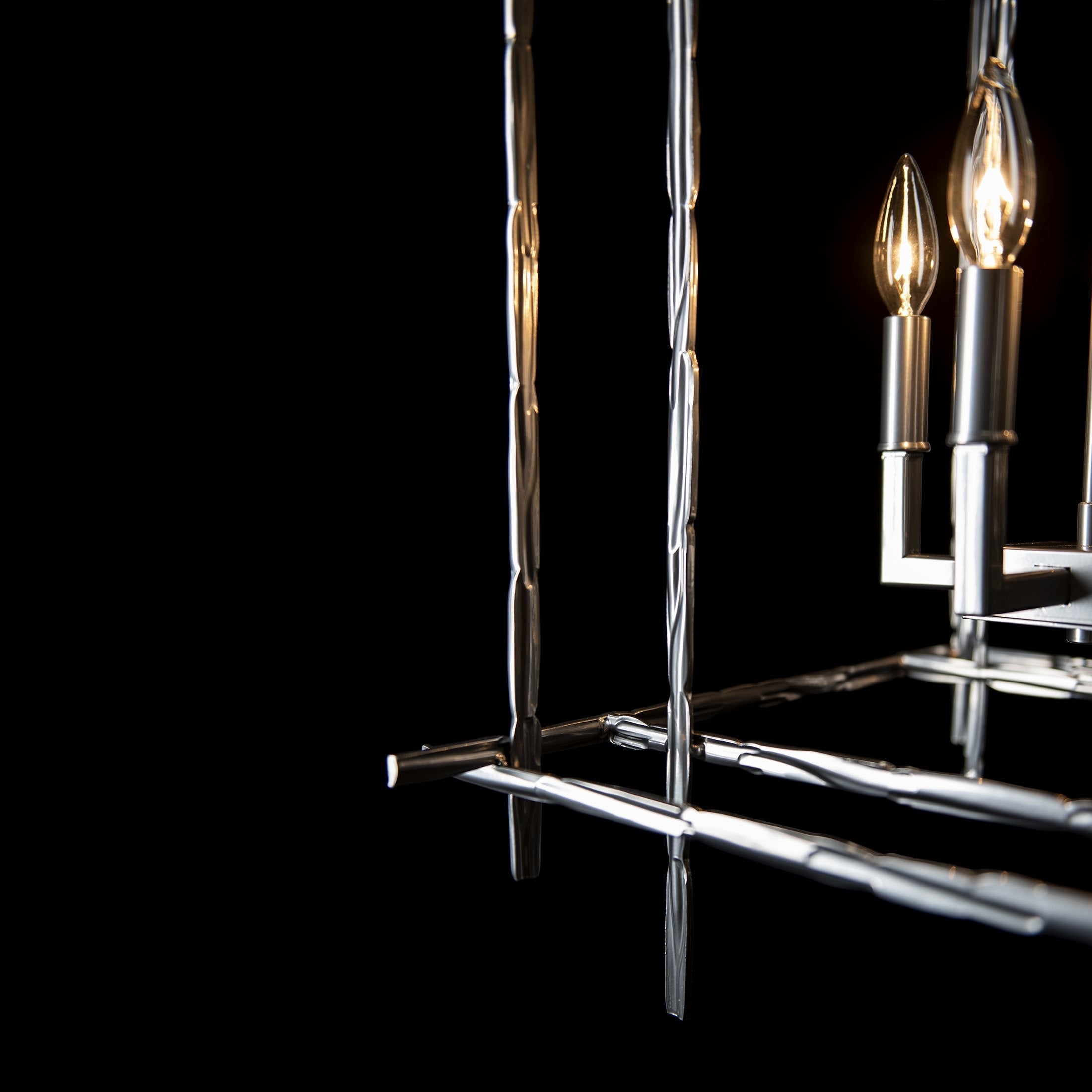 Tura 4-Light Chandelier by Hubbardton Forge in Hammered Aluminum – Dimmable, UL Damp Rated