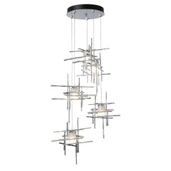 Tura 5-Light Frosted Glass Pendant by Hubbardton Forge - Modern Dimmable Ceiling Fixture in Multiple Finishes