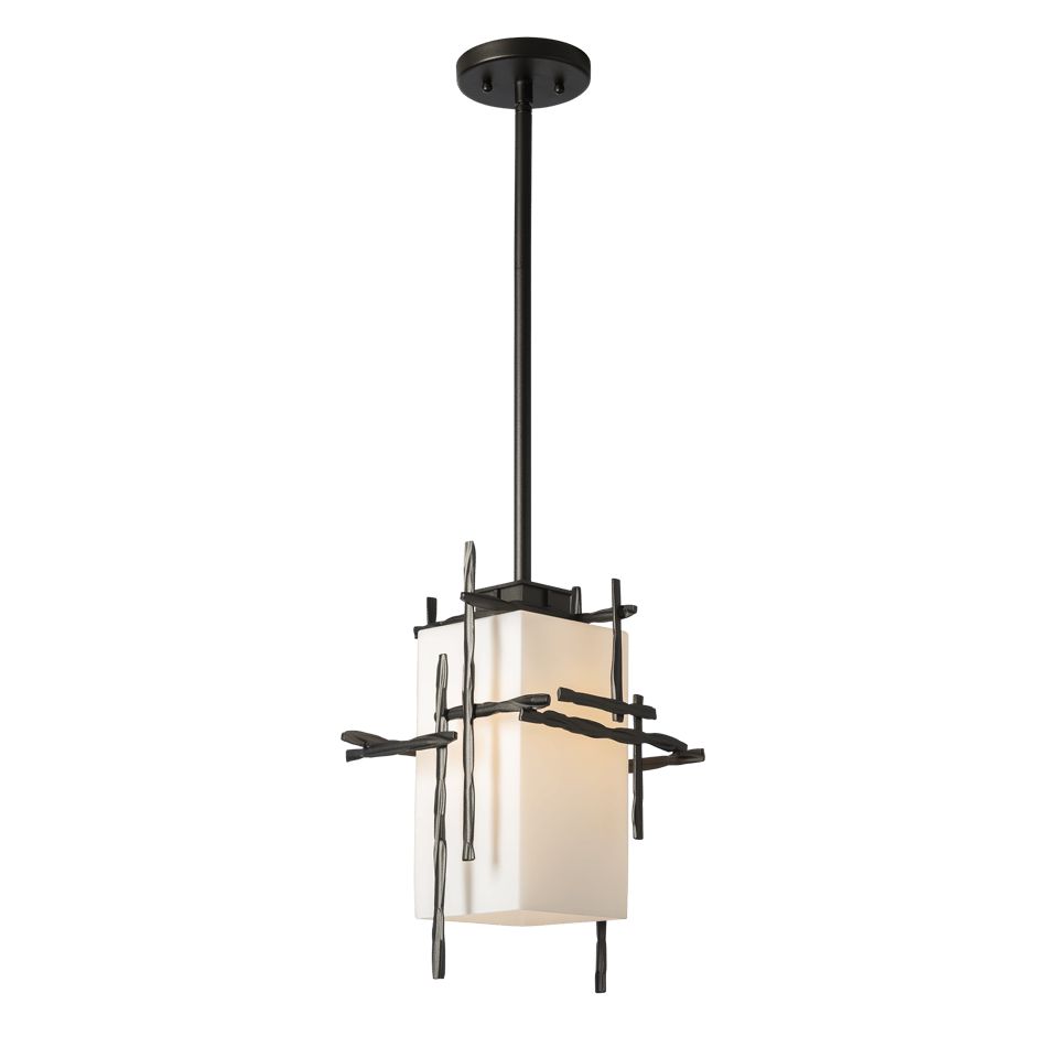 Hubbardton Forge Tura 1-Light Outdoor Pendant, Dimmable, UL Damp Rated, Opal Glass Shade