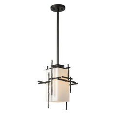 Hubbardton Forge Tura 1-Light Outdoor Pendant, Dimmable, UL Damp Rated, Opal Glass Shade