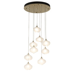 Ume 9-Light Pendant by Hubbardton Forge - Adjustable Height, Dimmable, Unique Frosted Glass Shades