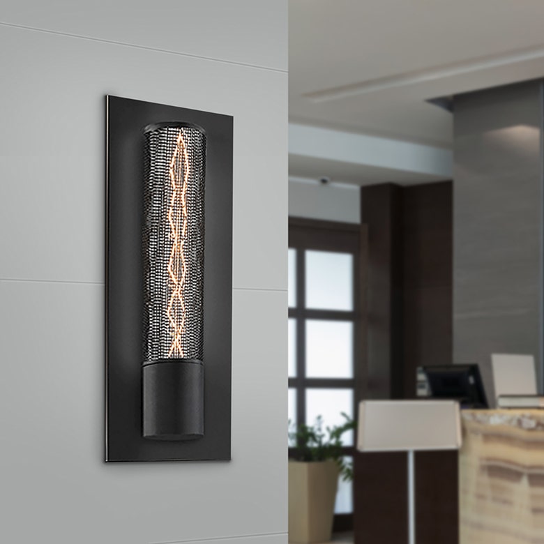 SONNEMAN Urban Edge 1-Light Panel Sconce With Dimmable Feature And Textured Black Finish