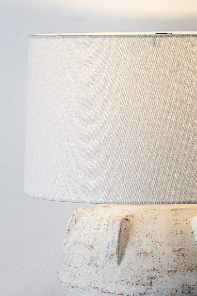 Vanda Table Lamp by Troy Lighting, Dimmable Whitewash Ceramic with Patina Brass Finish