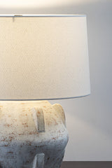 Vanda Table Lamp by Troy Lighting, Dimmable Whitewash Ceramic with Patina Brass Finish