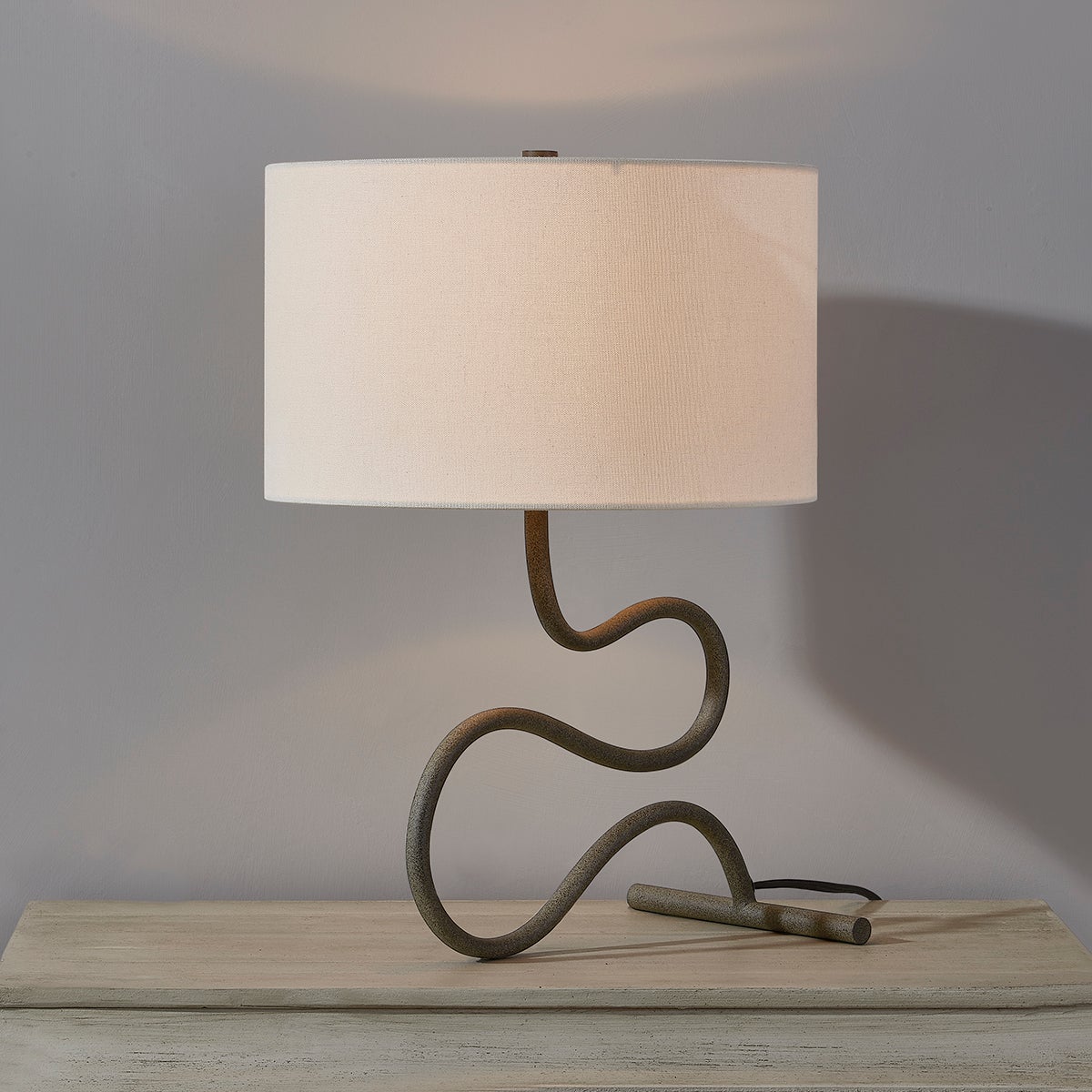 Troy Lighting Veranda Table Lamp - 21.5" French Iron Design with Off-White Linen Shade