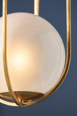 Verbank Lantern 1614-VGL by Hudson Valley Lighting - Vintage Gold Leaf with Cloud Glass Shade, Dimmable, UL Damp Rated