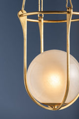 Verbank Lantern 1614-VGL by Hudson Valley Lighting - Vintage Gold Leaf with Cloud Glass Shade, Dimmable, UL Damp Rated