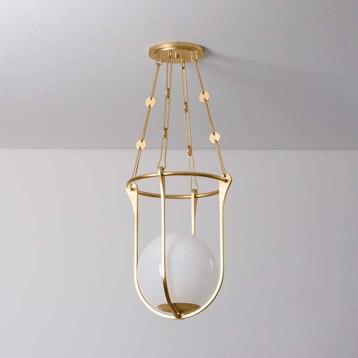 Verbank Lantern 1614-VGL by Hudson Valley Lighting - Vintage Gold Leaf with Cloud Glass Shade, Dimmable, UL Damp Rated