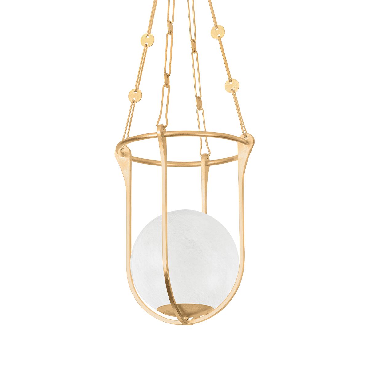 Verbank Lantern 1614-VGL by Hudson Valley Lighting - Vintage Gold Leaf with Cloud Glass Shade, Dimmable, UL Damp Rated