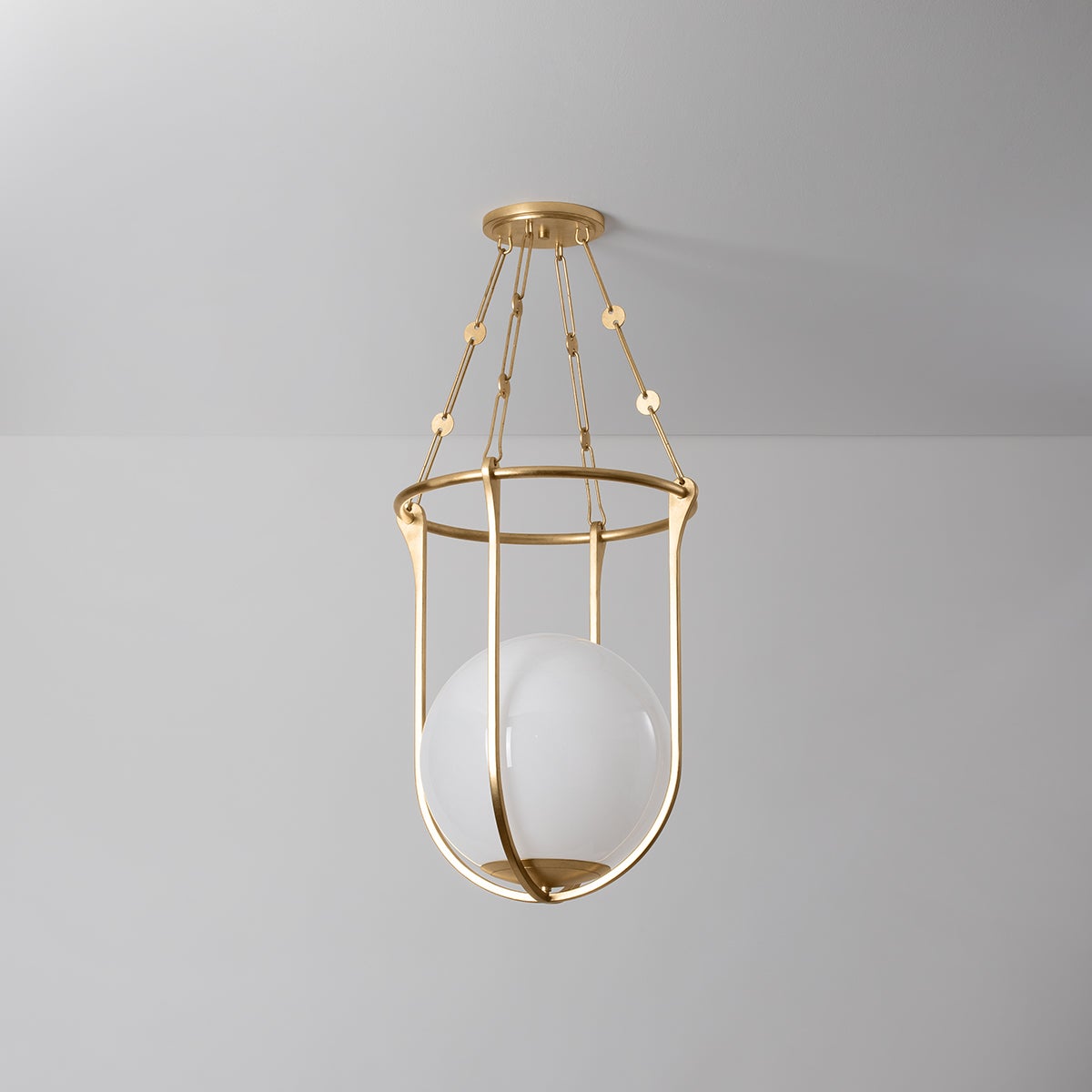 Verbank Large Lantern 23” Tall by Hudson Valley Lighting - Vintage Gold Leaf with Cloud Glass Orb