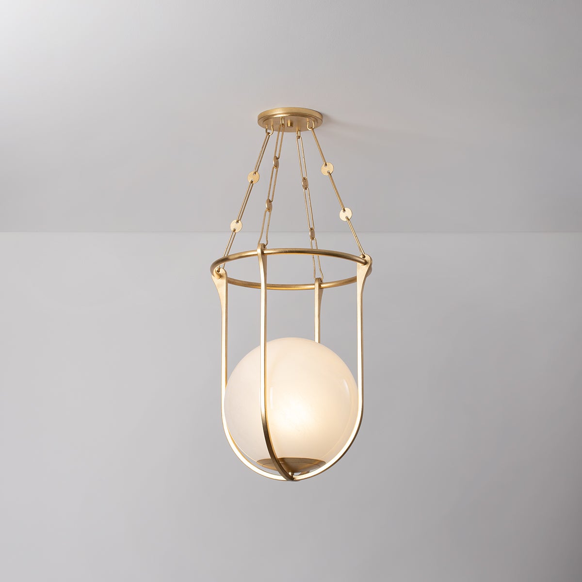 Verbank Large Lantern 23” Tall by Hudson Valley Lighting - Vintage Gold Leaf with Cloud Glass Orb