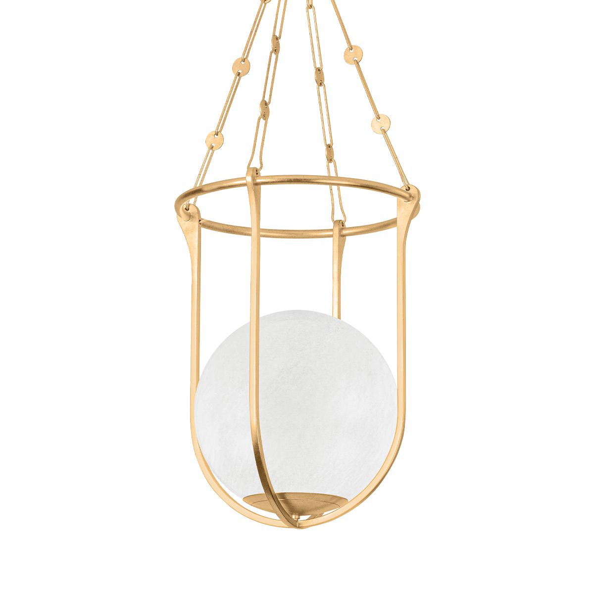 Verbank Large Lantern 23” Tall by Hudson Valley Lighting - Vintage Gold Leaf with Cloud Glass Orb