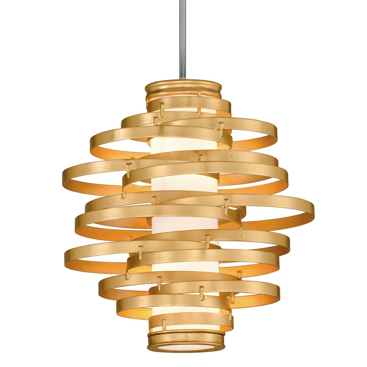 Vertigo LED Large Pendant Light by Corbett Lighting, Gold Leaf Finish, Dimmable, Energy Efficient