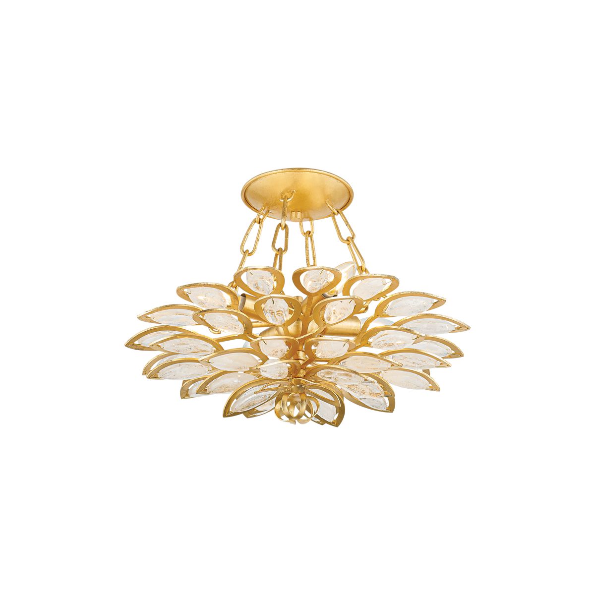 Vittoria Semi-Flush Ceiling Light By Corbett Lighting, Hand-Cut Craquelle Crystal, Dimmable, 4 Bulb E12