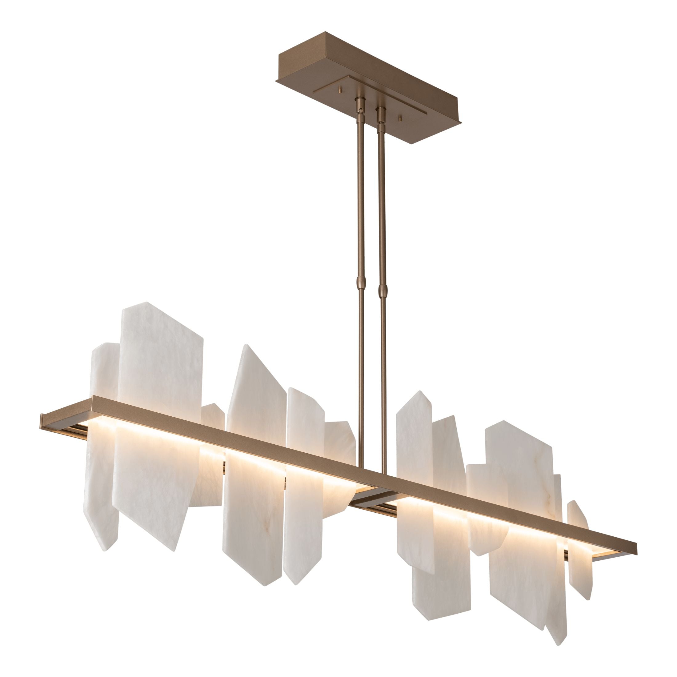 Volterra 51.9" Linear LED Pendant Light by Hubbardton Forge with Alabaster Shade and Dimming Feature