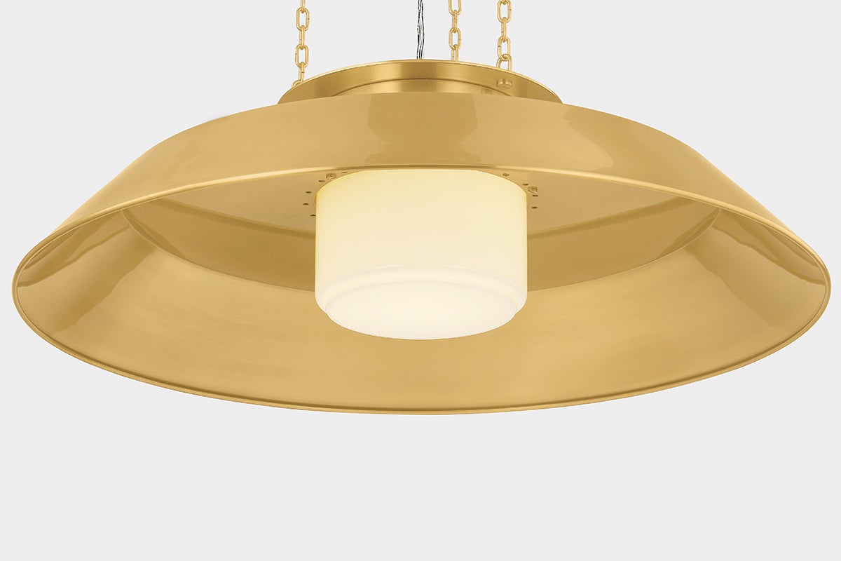 Woodrown Large Pendant Light by Hudson Valley Lighting - Adjustable, Opal Glossy Shade, Modern Design, 32" Width