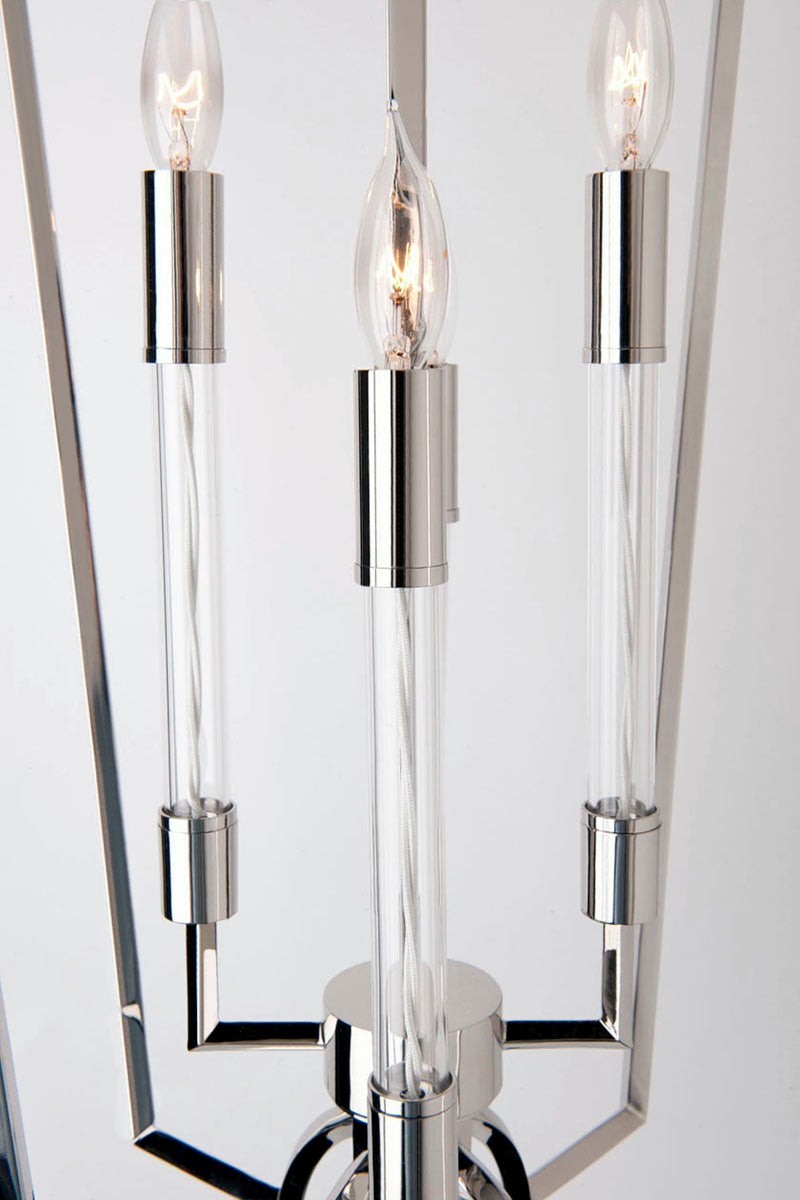 Waterloo Lantern 4-Light Pendant by Hudson Valley Lighting in Polished Nickel, Dimmable, UL Damp Rated