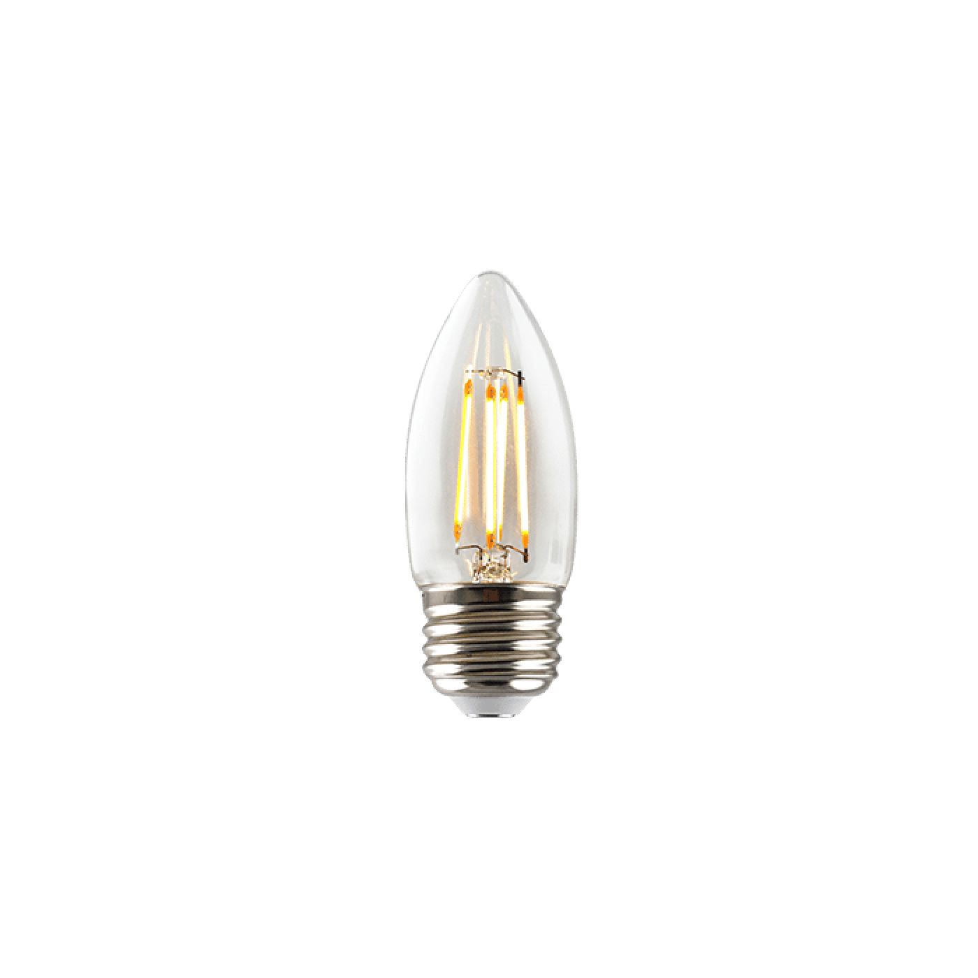 3.3 Watt LED Premium Filament B11 Bulb, 300 Lumens, 2700K, E26 Base, 92 CRI, Dimmable, 120V