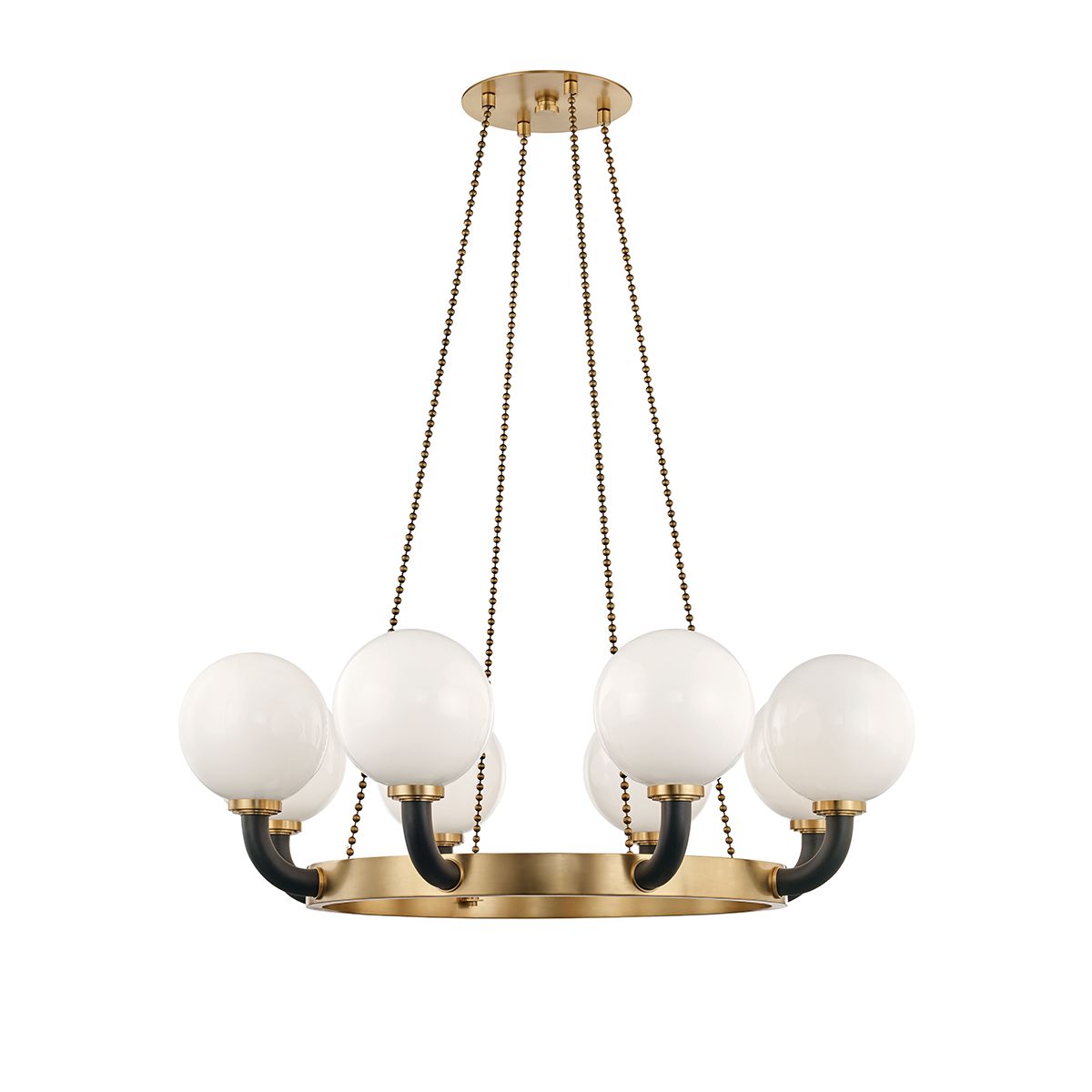 Werner 8-Light Chandelier by Hudson Valley Lighting, Dimmable, Opal Glass Shades, UL Damp Rated