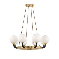 Werner 8-Light Chandelier by Hudson Valley Lighting, Dimmable, Opal Glass Shades, UL Damp Rated