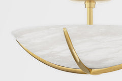 Wheatley 4-Bulb Semi-Flush Ceiling Light With Spanish Alabaster Shades And Aged Brass Finish