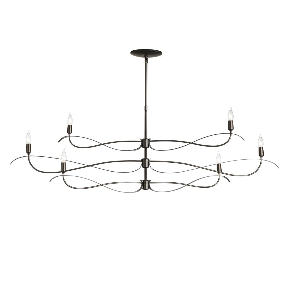 Hubbardton Forge Willow 6-Light Large Chandelier with Dimmable Capability and Versatile Finishes