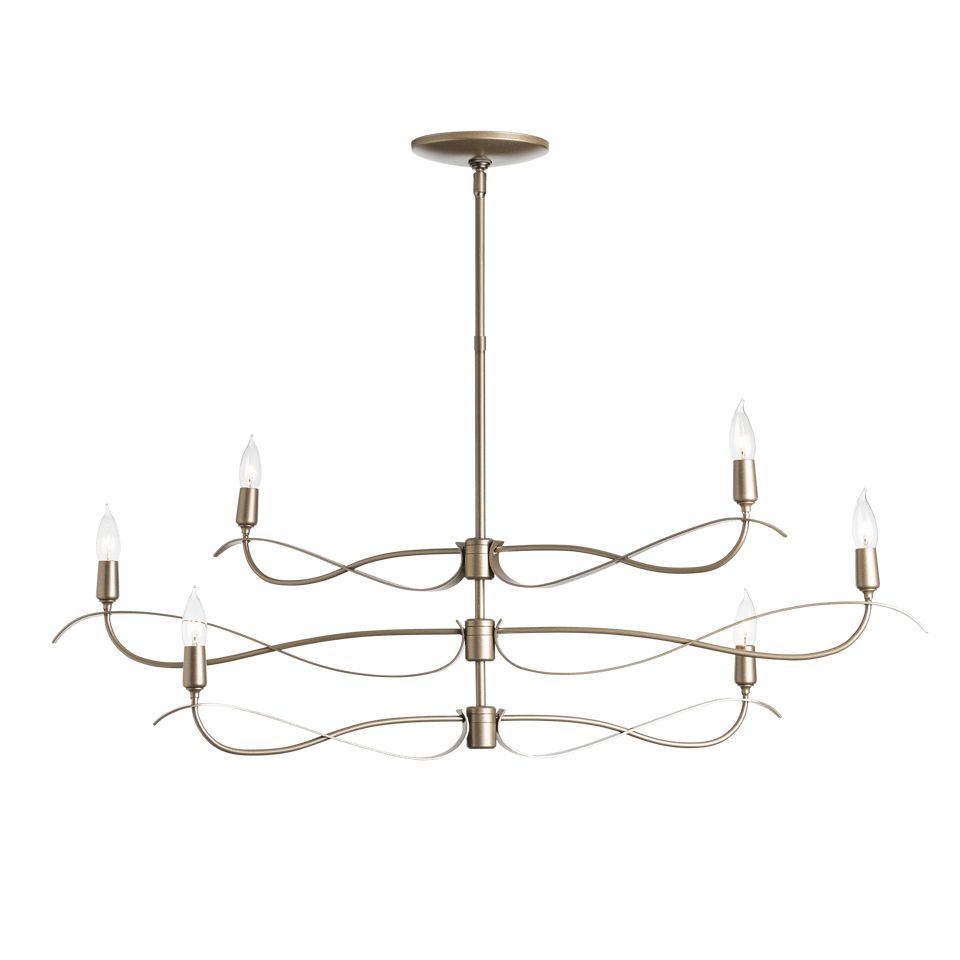 Willow 6-Light Small Chandelier by Hubbardton Forge, Dimmable, Artisan Crafted, Versatile Finish Options