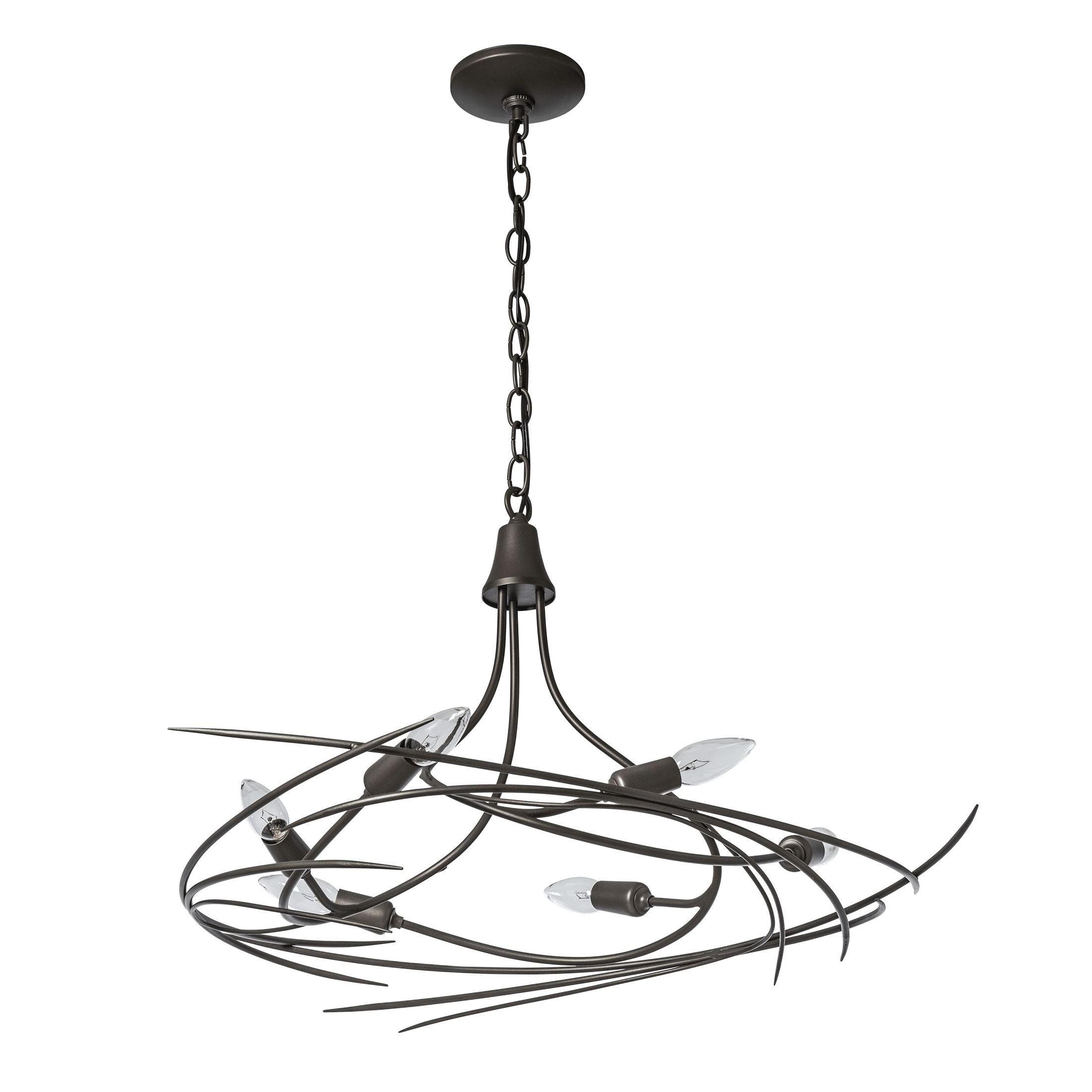 Hubbardton Forge Wisp 6-Light Chandelier - Modern Steel Design with Dimmable Feature and Multiple Finishes