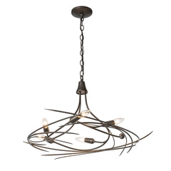 Hubbardton Forge Wisp 6-Light Chandelier - Modern Steel Design with Dimmable Feature and Multiple Finishes