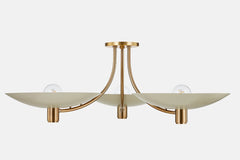 Wolfe 3-Light Semi-Flush Ceiling Light By Troy Lighting In Brass & Sand Finish With Opal Glass Shades