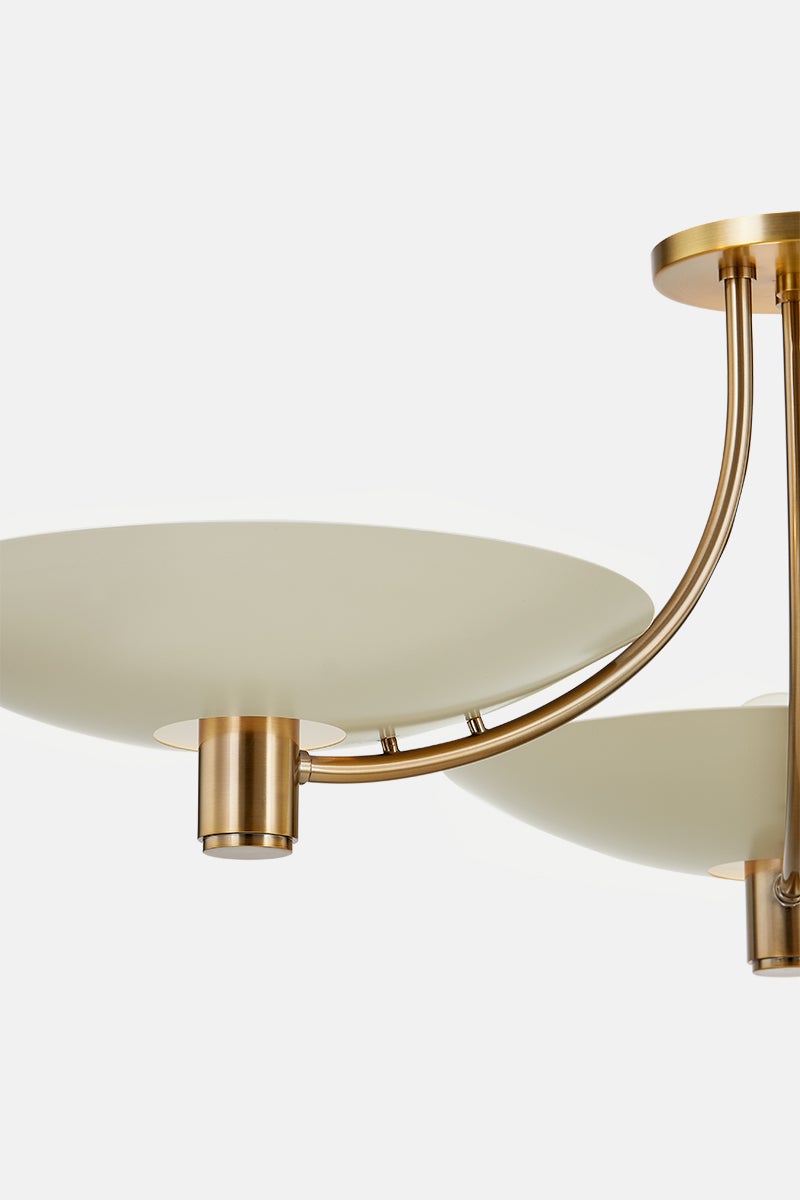 Wolfe 3-Light Semi-Flush Ceiling Light By Troy Lighting In Brass & Sand Finish With Opal Glass Shades