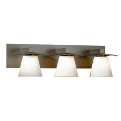 Wren 3 Light Sconce by Hubbardton Forge - Modern Steel Design with Opal Glass Shades and Dimmable Options